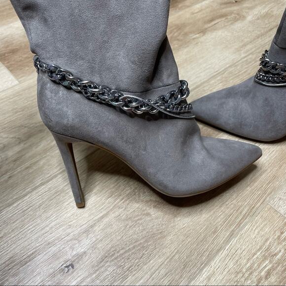 INC International Concepts Women's Taupe Stiletto Reanna Chain Dress Boots sz 5 - Picture 6 of 12